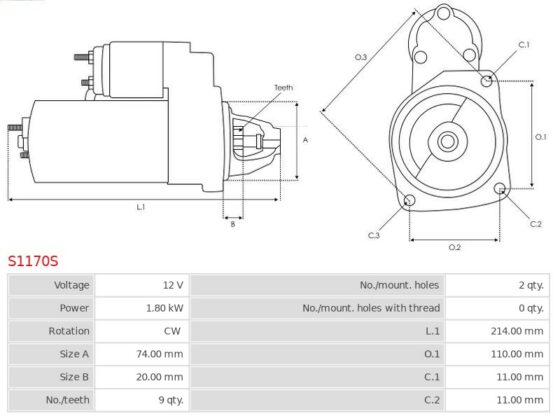 Rozrusznik Engine 2.2  8030 Excavator 2.2  8052 Excavator 2.2  8052 Midi Excavator 2.