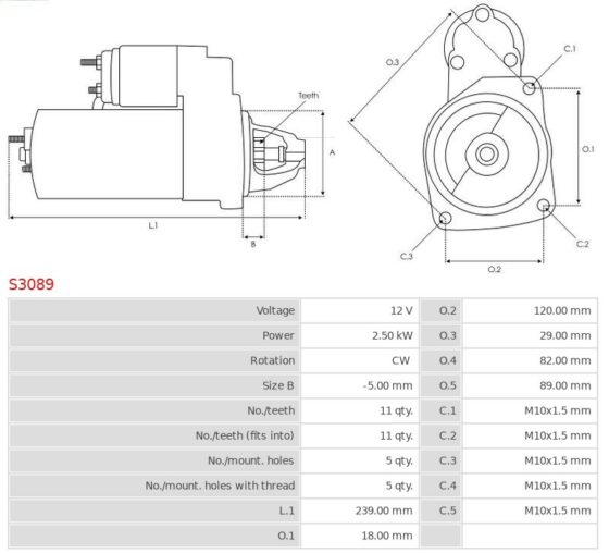 Rozrusznik C-Crosser 2.2 HDi  C-Crosser 2.2 HDi Enterprise  C4 2.0 HDi  C4 2.0 HDi Pi