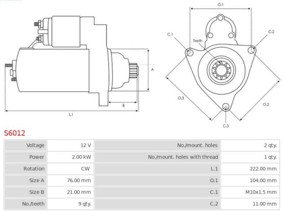 Rozrusznik Freelander 2.0 TD4  75 2.0 CDT  75 2.0 CDTi  ZT 2.0 CDTi  ZT- T 2.0 CDTi 