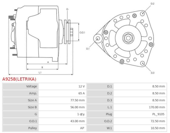 Alternator Alexander 128 3.8  Alexander 128G 3.8  Puma 168 2.8  Puma 168A 2.8  Puma 1