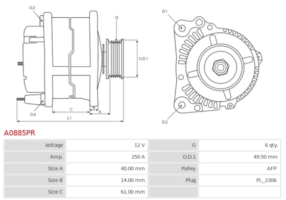 Alternator TGE 2.100 2.0 TDi  TGE 2.140 2.0 TDi  TGE 2.140 2.0 TDi AWD  TGE 2.180 2.0