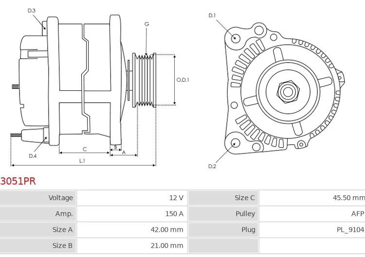 Alternator A3051PR