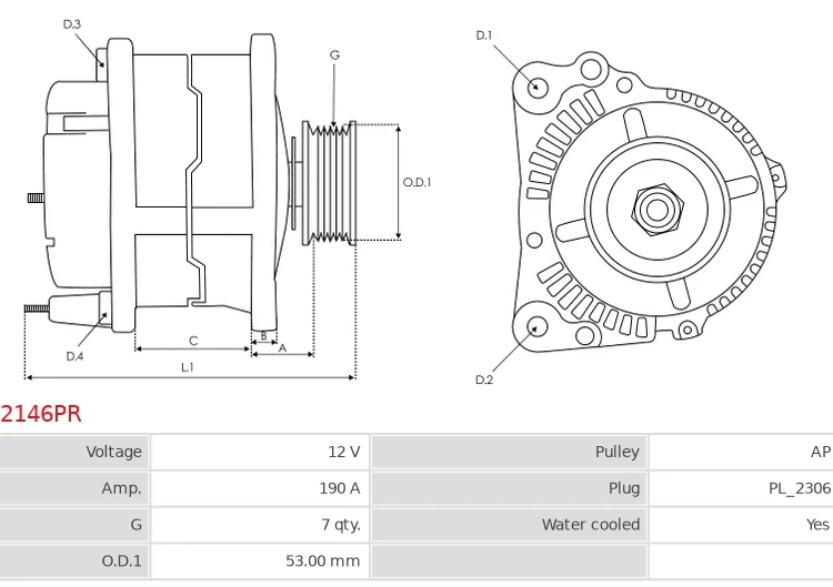 Alternator A8 6.3 Quattro [CEJA]  [CTNA] 01.2011-01.2018