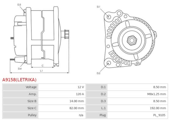 Alternator MF 6110  MF 6120  MF 6130  MF 6140  MF 6150  MF 6160  MF 6170  MF 6180  MF