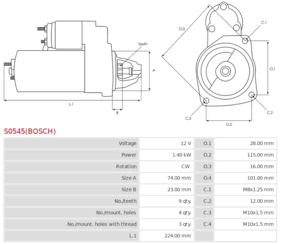 Rozrusznik A8 6.0 W12 Quattro  Q7 4.2 FSi Quattro  RS6 5.0 Quattro  S6 5.2 Quattro  S