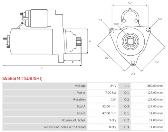 Rozrusznik Nowy Oryginalny  MITSUBISHI S5565(MITSUBISHI)